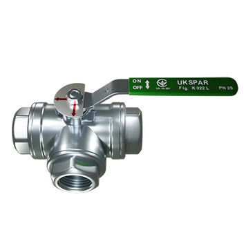 Кран кульовий триходовий муфт н/ж, тип L, PN25 к0106 фото
